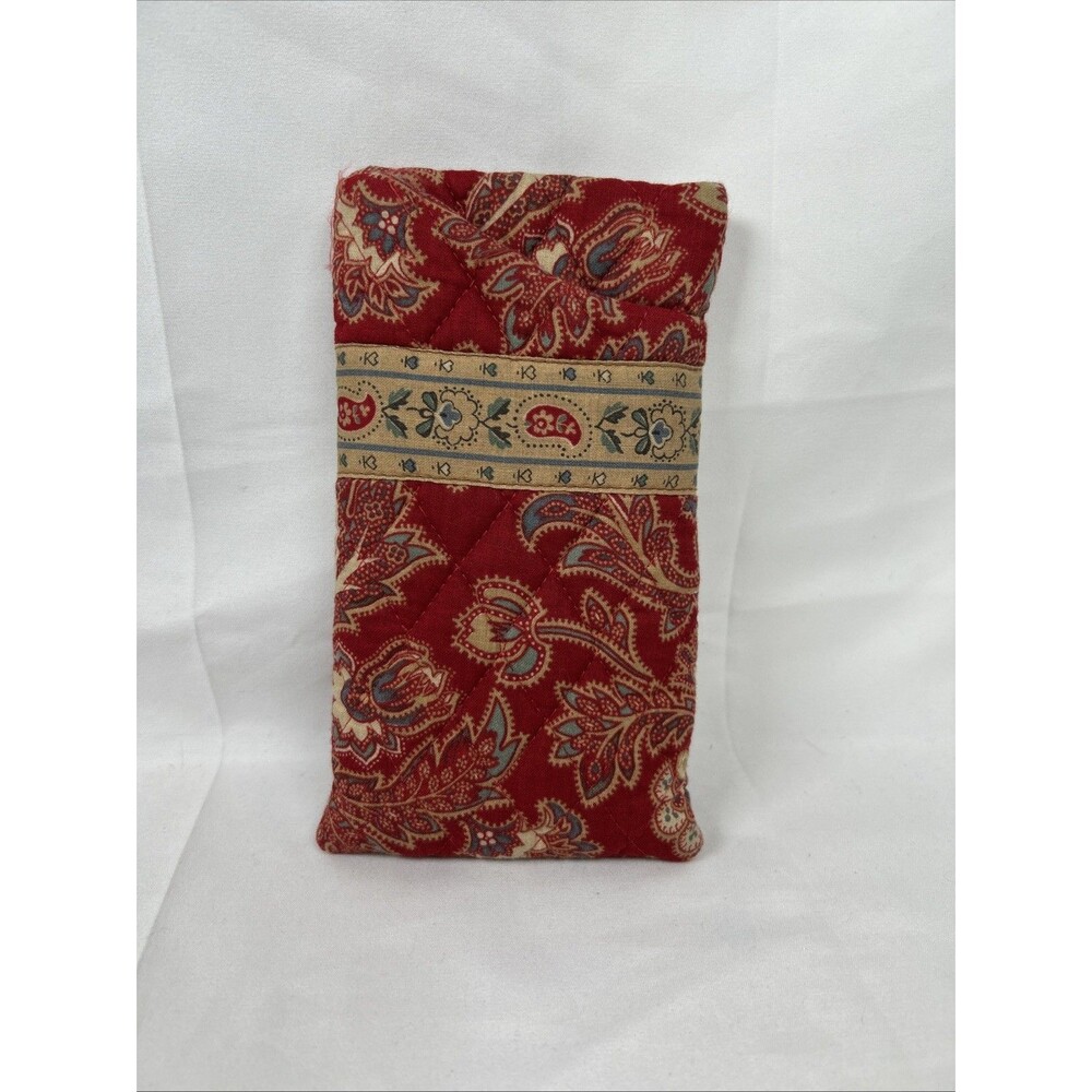 Vtg Vera Bradley Red Paisley Quilted Double Eyeglass Case Soft